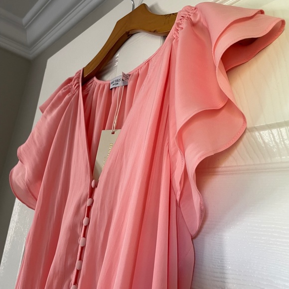 Ramy Brook Lana Pink Elastic Waist Ruffle Button Dress NWT Size Medium - Picture 8 of 12